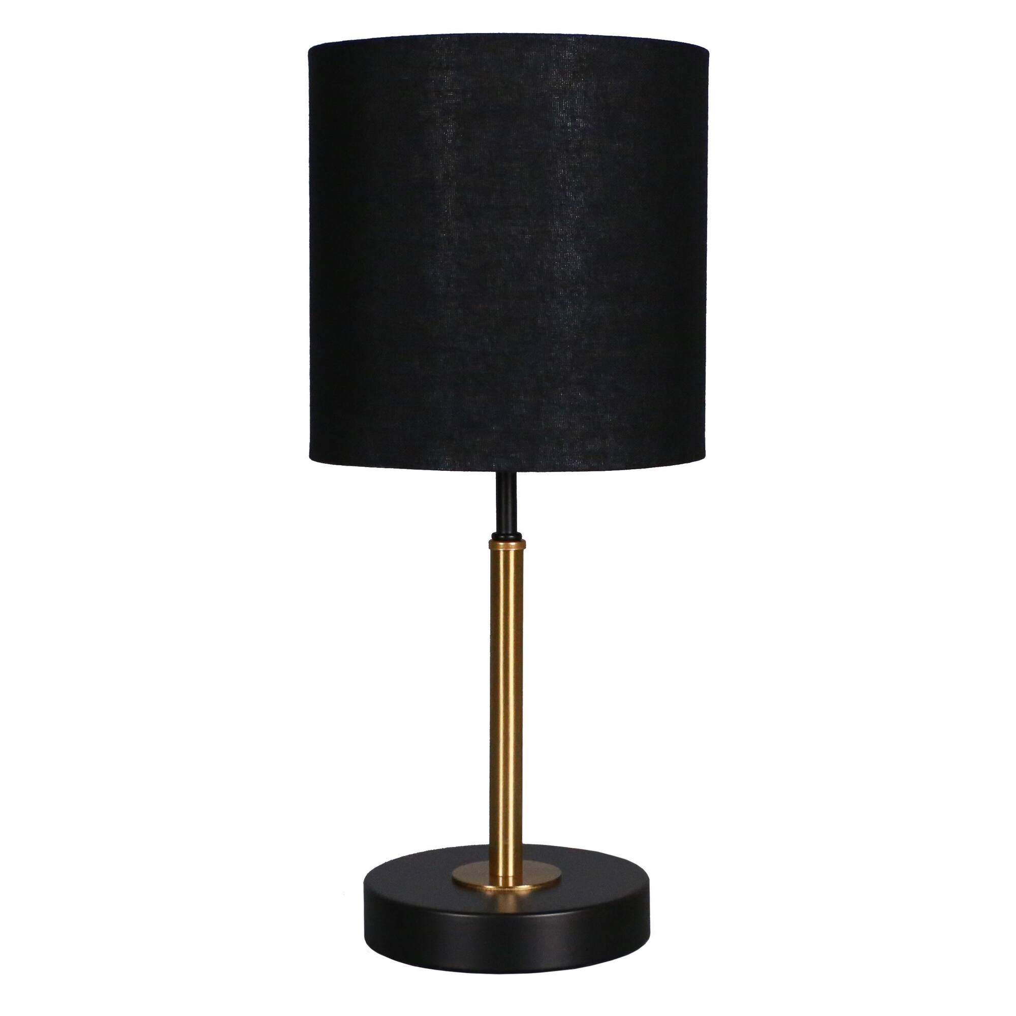 15.5" Gold & Black Metal Table Lamp with Black Fabric Shade by Ashland®